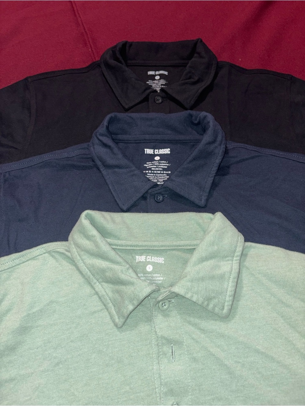 True Classic Polo Shirt - Black, Navy, Mint size Small